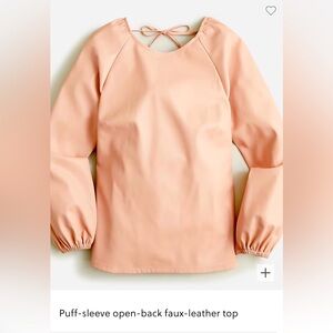 NWT  J. Crew Faux Leather Puff-Sleeved Top